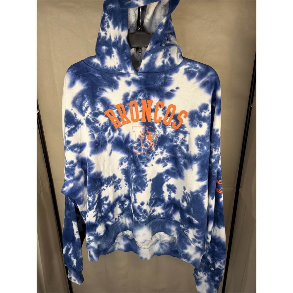 Denver Broncos Womens Sz XL Pullover Hoodie Blue Tie Dye NFL Football Apparel